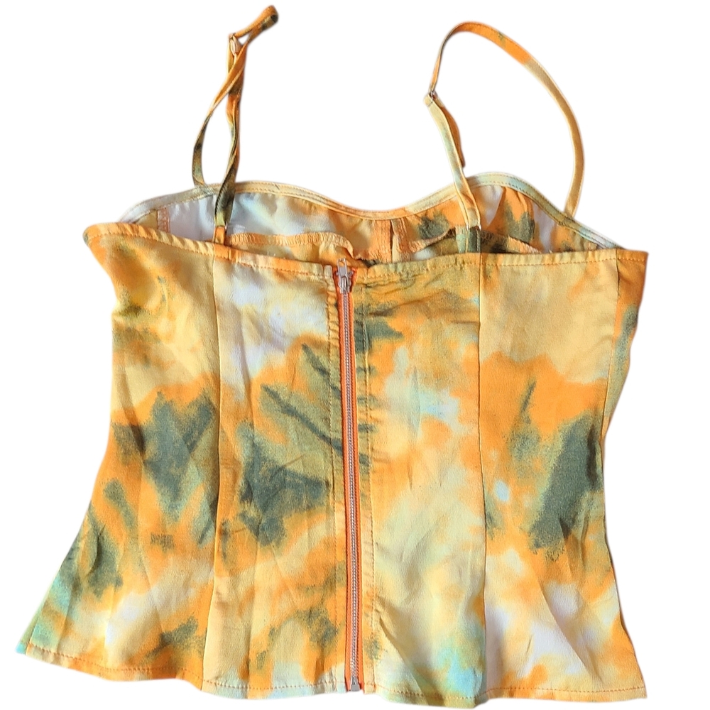 PRETTY LITTLE THING |ORANGE/YELLOW TIE-DYE CORSET TOP | SIZE 6 - Picture 9 of 10